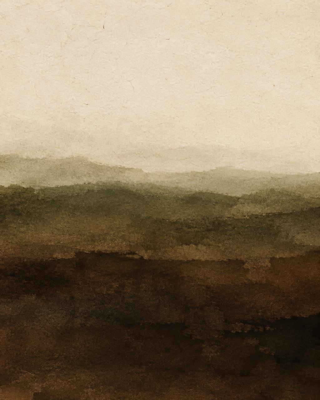 Abstract ink wash horizon fading from deep umber into bone cream